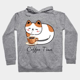 Coffee Time Cute Calico Kitty Hoodie